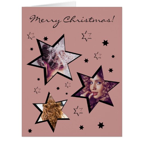 Custom Photos Hairstylist Christmas Stars Card