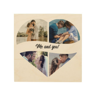 Custom Photos in Heart | Anniversary Gift - Wood Wall Art