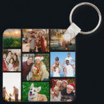 Custom Photos Keychains, Double Sided 9 Photos Keychain<br><div class="desc">personalized 9 photos collage template Keychains, Custom Photo keychain, add your photo to this template, photo on the front and the back of the keychain</div>