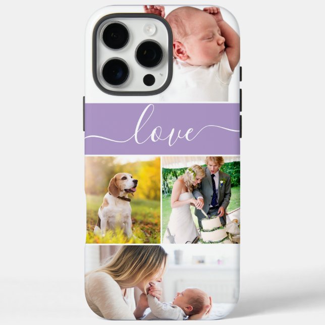 Custom Photos Memories Love Script purple  Case-Mate iPhone Case (Back)