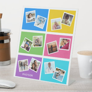 Custom photos & name Colorful Pedestal Sign