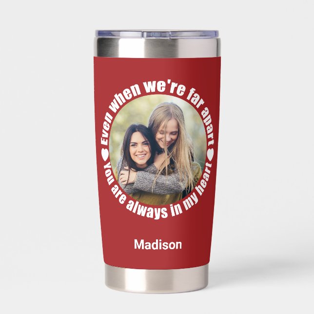 Custom Photos & Name Far Apart Love Insulated Tumbler (Back)