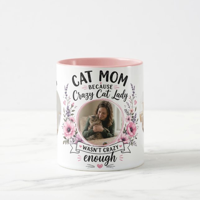 Custom Photos & Names Cat Mom Gift Mug (Center)
