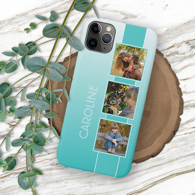Custom Photos Ombre Aqua Turquoise Seaglass Green iPhone Case (Creator Uploaded)