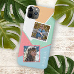 Custom Photos on Colorful Geometric Blocks Mosaic iPhone 11Pro Max Case<br><div class="desc">Contemporary summer coral blush pink, mint seaglass green, pastel blue, light apricot orange, and white colored blocks mosaic art pattern. With room to personalize with a photo and name, monogram, initials, or text of your choice. This design is available on Apple iPhone 6, 7, 8 Plus, 10 or X, XR,...</div>