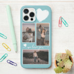 Custom Photos On Light Teal Robin Egg Blue Green iPhone 12 Pro Max Case<br><div class="desc">Decorative,  pretty elegant light teal blue green gray colored cellphone case with room to customize or personalize with three pictures of your choice. Decorated with cute hearts and sweet We Love You quote text in an elegant and stylish handwritten style calligraphy font type.</div>