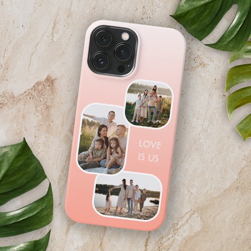 Custom Photos On Ombre Coral Peach Orange Ivory iPhone 15 Pro Max Case