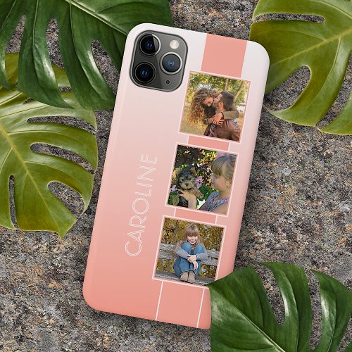 Custom Photos On Ombre Coral Peach Orange Ivory iPhone 11 Pro Max Case