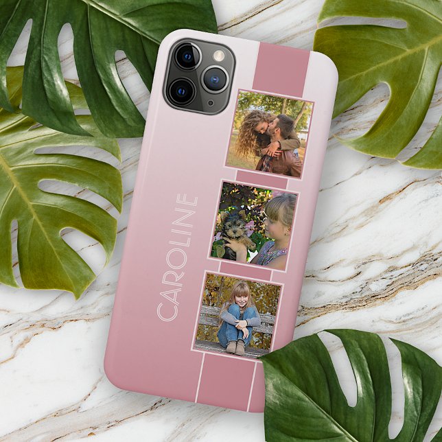 Custom Photos On Ombre Dusty Blush Rose Pink iPhone Case (Creator Uploaded)