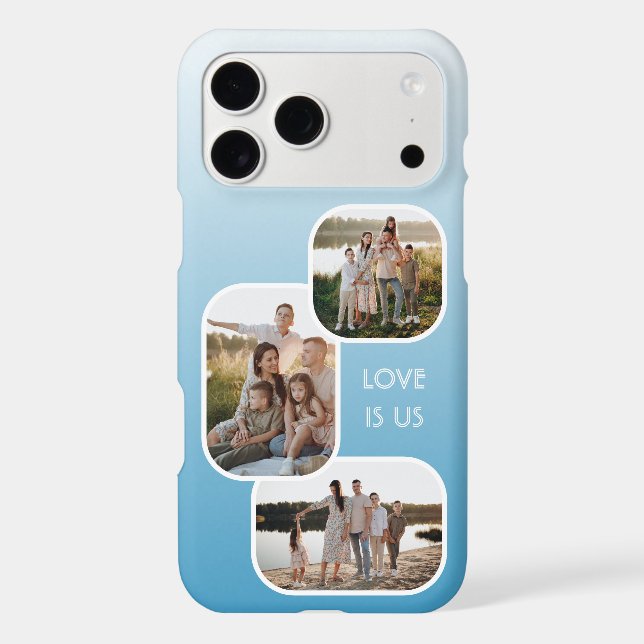 Custom Photos On Ombre Light Summer Sky Blue White Case-Mate iPhone Case (Back)