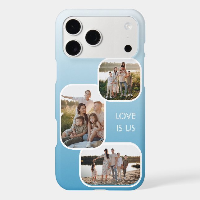 Custom Photos On Ombre Light Summer Sky Blue White iPhone Case (Back)
