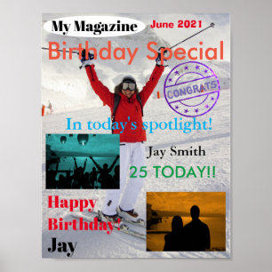 Custom Photos Personalized Birthday Magazine Cover Poster