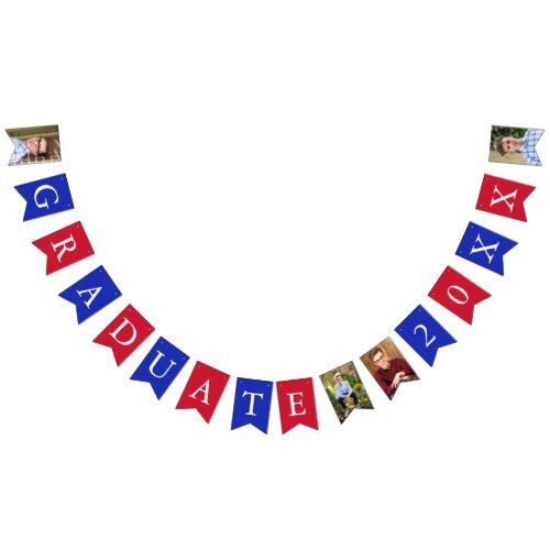 Custom Photos Red White Blue Graduate Bunting Flags