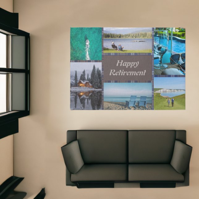 Custom Photos Retirement Gifts for Dad Gray Plaid Rug (Insitu (Indoor 1))