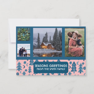 CUSTOM PHOTOS Retro Pine Trees Christmas Card