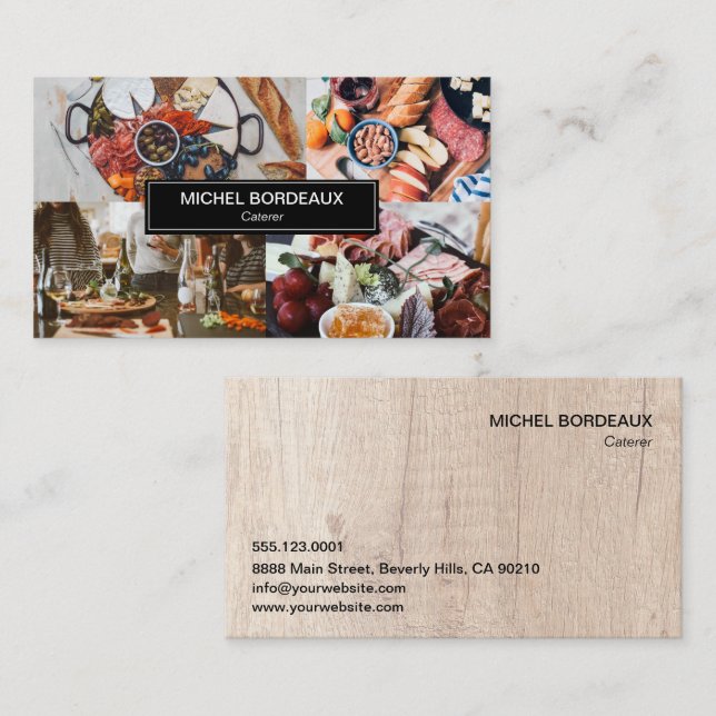 Custom Photos Rustic Food Catering Business  Business Card (Front/Back)