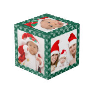 Custom Photos Santa Baby Green With Snowflakes SQ Photo Cube