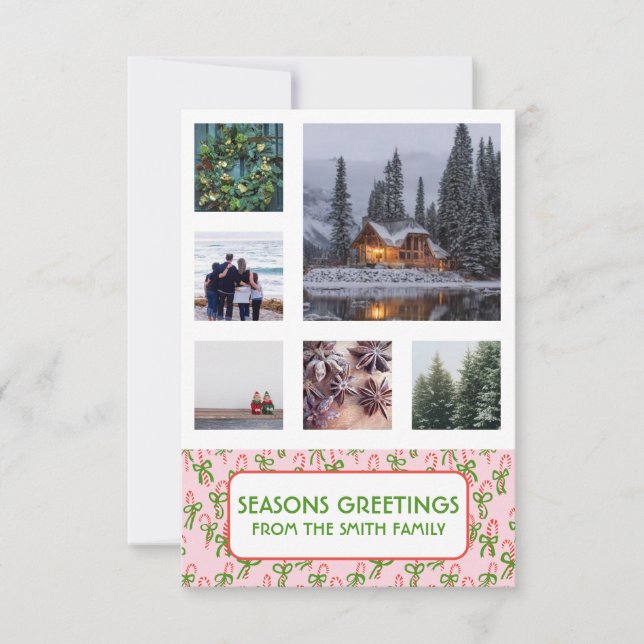 CUSTOM PHOTOS Sweet Candy Canes Christmas Card (Front)