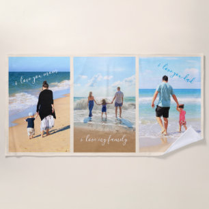 Custom Photos Text Beach Towel with Your Family