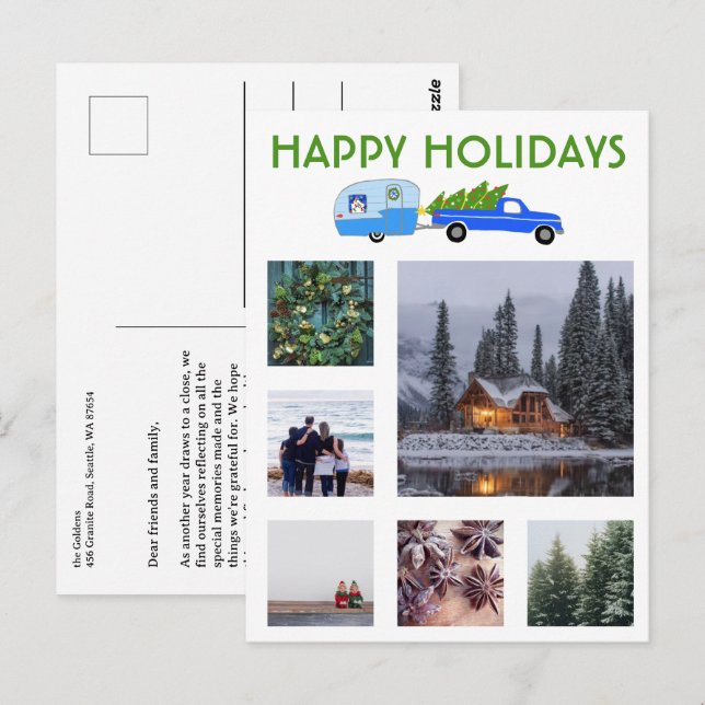 CUSTOM PHOTOS Truck Camper Christmas Holiday  Postcard (Front/Back)