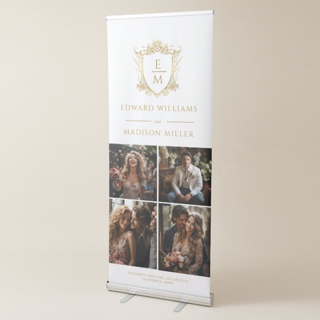 Custom Photos Wedding Crest Custom Monogram Retractable Banner (3/4)