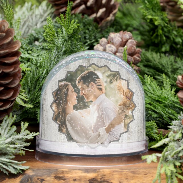 Custom Photos with Wood Grain Easy Templates Snow Globe (Winter)