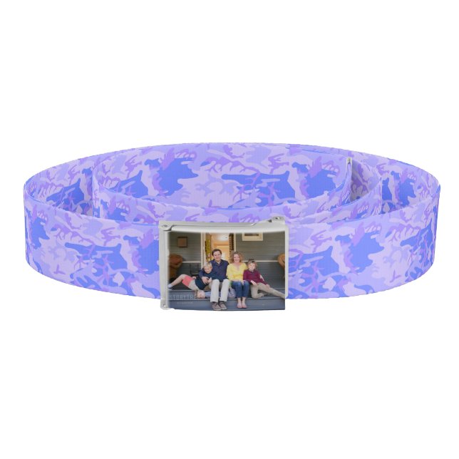 Custom Photot Camouflage Pastel Blue Abstract Belt (Coil)