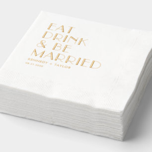 Custom Phrase Foil Wedding Napkins