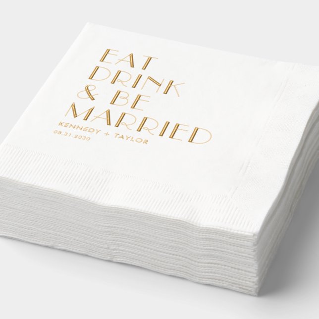 Custom Phrase Foil Wedding Napkins (Detail)