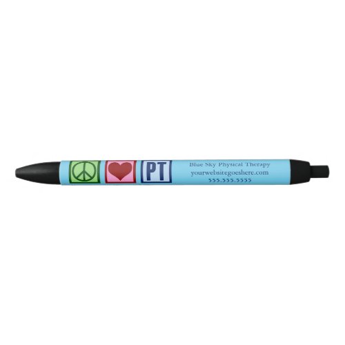 Custom Physical Therapy Office Peace Love PT Black Ink Pen