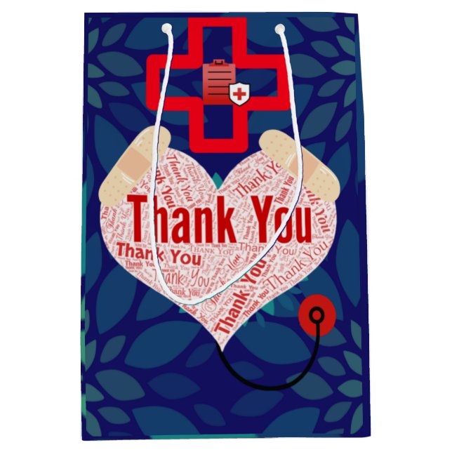 Custom Physician Thank you; w/ Doc. Name & Message Medium Gift Bag (Front)