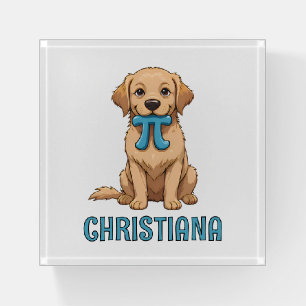 Custom Pi Day Dog With Pi Symbol Happy Pi Day Paperweight