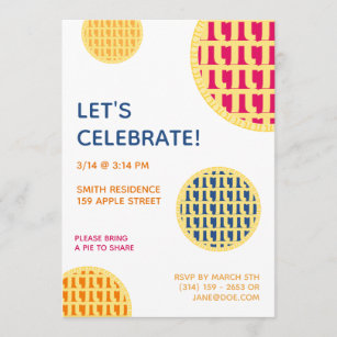 Custom Pi Day Pie Party Invitation Card Template