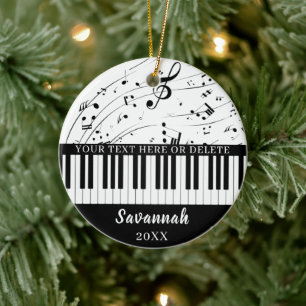 Custom Piano Keyboard Music Notes Personalised Ceramic Ornament