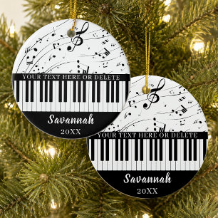 Custom Piano Keyboard Music Notes Personalized Ceramic Ornament