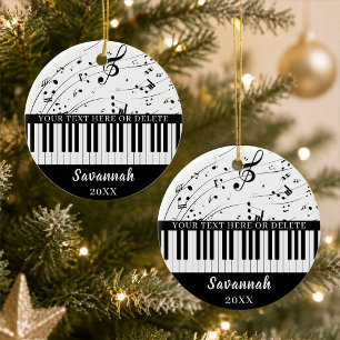 Custom Piano Keyboard Music Notes Personalized Ceramic Ornament