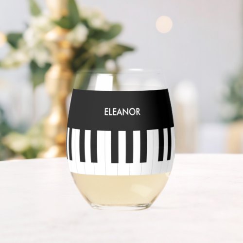 Custom Piano Keyboard Musical Instrument Music Stemless Wine Glass