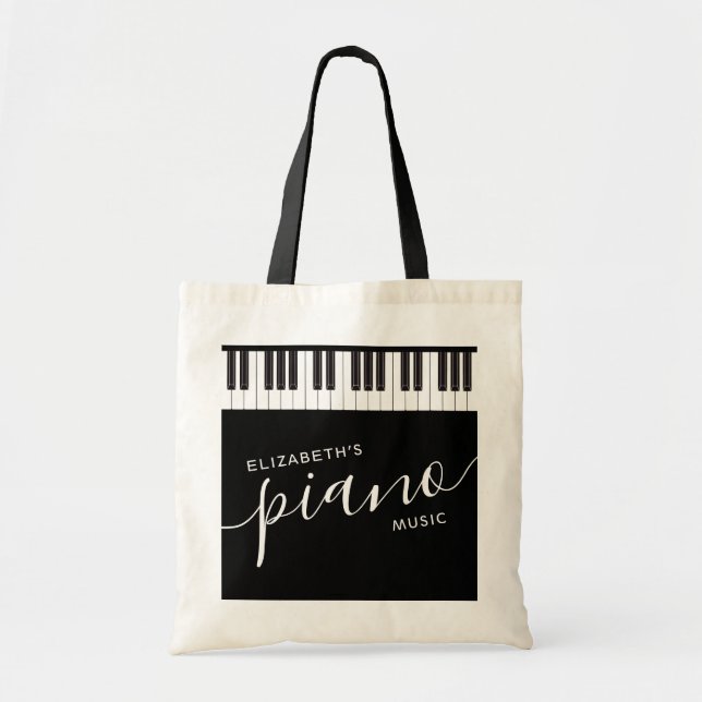 Custom Piano Keyboard Personalized Music Tote Bag (Front)