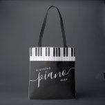 Custom Piano Keys Keyboard Personalized Music Tote Bag<br><div class="desc">Personalized Piano Keyboard Keys Tote Bag with your name printed on it with a modern and elegant handwritten calligraphy script font in black and white,  a great place to store and organize your piano books,  sheet music,  and notes at home and to carry them to lessons.</div>