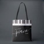 Custom Piano Keys Keyboard Personalized Music Tote Bag<br><div class="desc">Personalized Piano Keyboard Keys Tote Bag with your name printed on it with a modern and elegant handwritten calligraphy script font in black and white,  a great place to store and organize your piano books,  sheet music,  and notes at home and to carry them to lessons.</div>