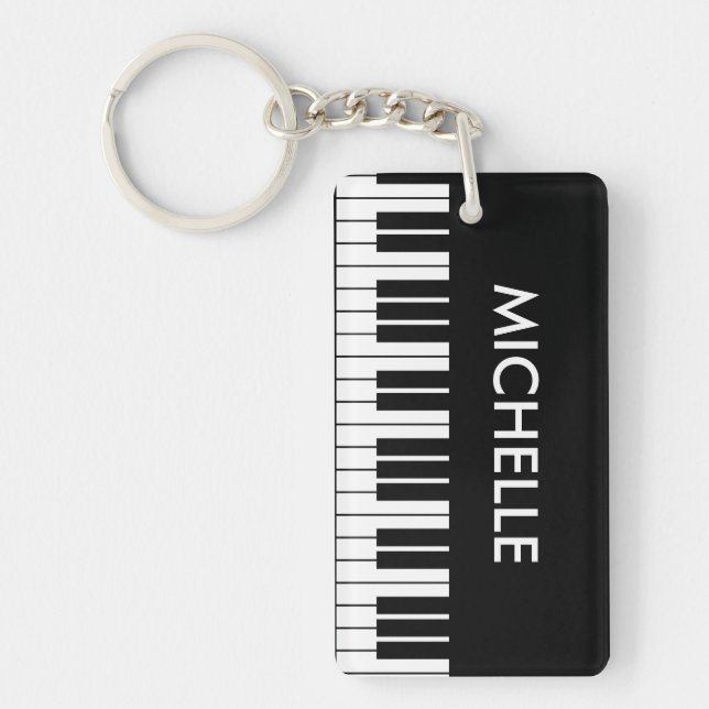 Custom piano keys keychain for pianist or teacher (Front)