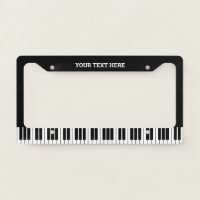 Custom piano keys license plate frame for pianist