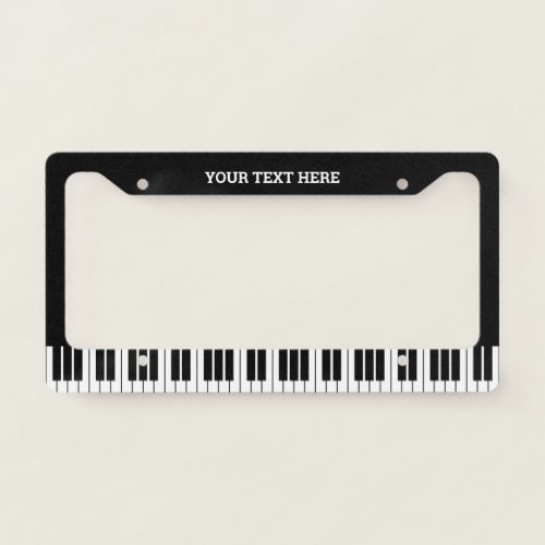 Custom piano keys license plate frame for pianist