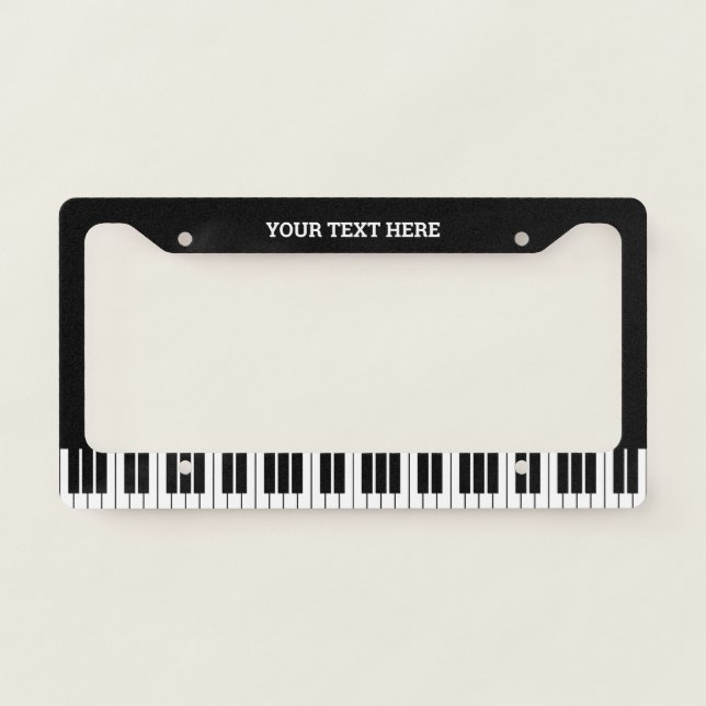 Custom piano keys license plate frame for pianist (Front)