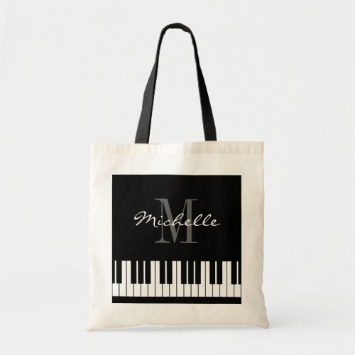 Personalized Initial Name Piano Keys Tote Bag for Teacher or Student
