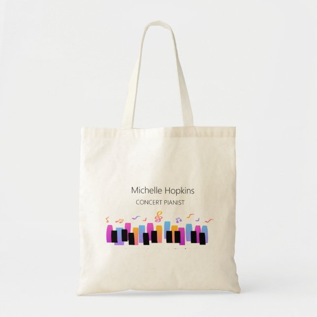 Custom piano keys tote bag for teacher and student (Front)