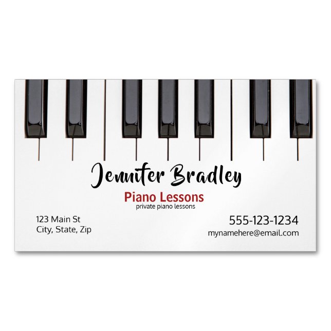 Custom Piano Lesson Business Card Magnet (Front)
