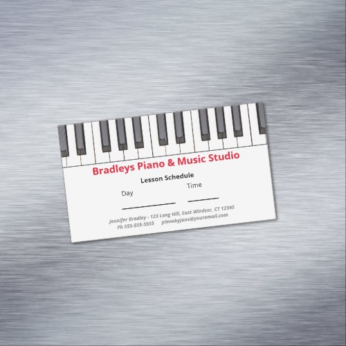 Custom Piano Lesson Reminder Business Card Magnet