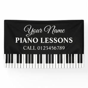 Custom piano lessons banner sign for music teacher