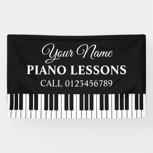 Custom piano lessons banner sign for music teacher